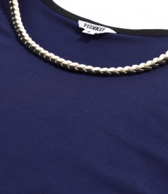 Elegant elastic jersey blouse with wide sleeves