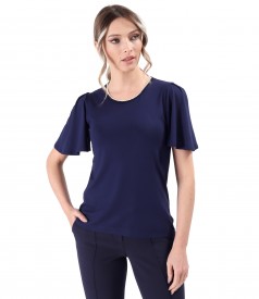 Elegant elastic jersey blouse with wide sleeves