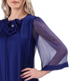 Dress made of natural silk veil with removable brooch
