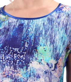 Blouse with printed natural silk front