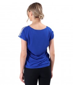 Blouse with printed natural silk front