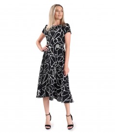 Viscose midi dress printed with geometric motifs