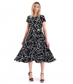 Viscose midi dress printed with geometric motifs