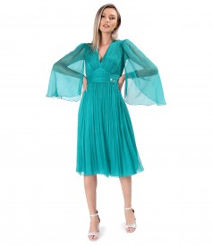 Short evening dress made of natural silk veil