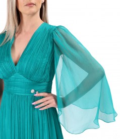 Short evening dress made of natural silk veil