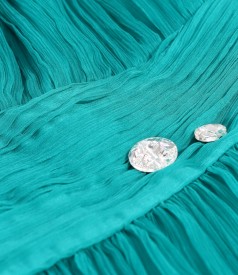Short evening dress made of natural silk veil