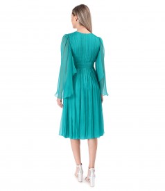 Short evening dress made of natural silk veil