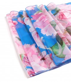 Soft voile scarf digital printed with floral motifs
