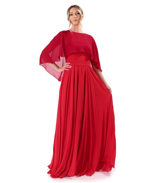 Occasion outfit with long dress and veil cape