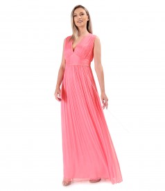 Long evening dress made of natural silk veil