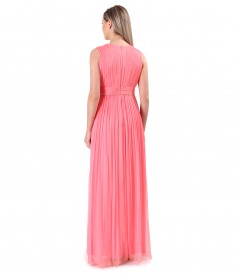 Long evening dress made of natural silk veil