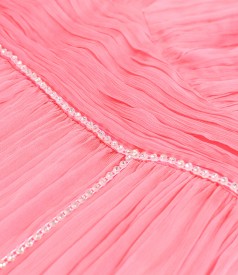 Long evening dress made of natural silk veil