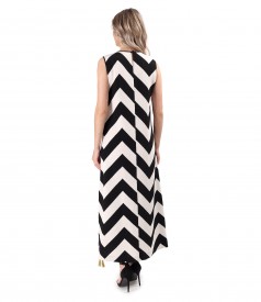 Long linen viscose dress with slit on the side