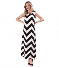 Long linen viscose dress with slit on the side