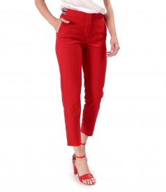 Elastic cotton pants with front pockets