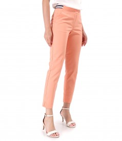 Elastic cotton pants with front pockets