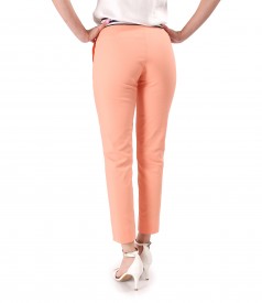 Elastic cotton pants with front pockets