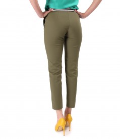 Elastic cotton pants with front pockets