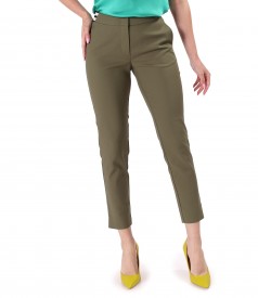 Elastic cotton pants with front pockets