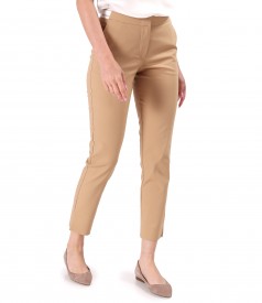 Elastic cotton pants with front pockets