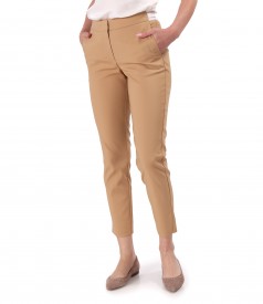 Elastic cotton pants with front pockets