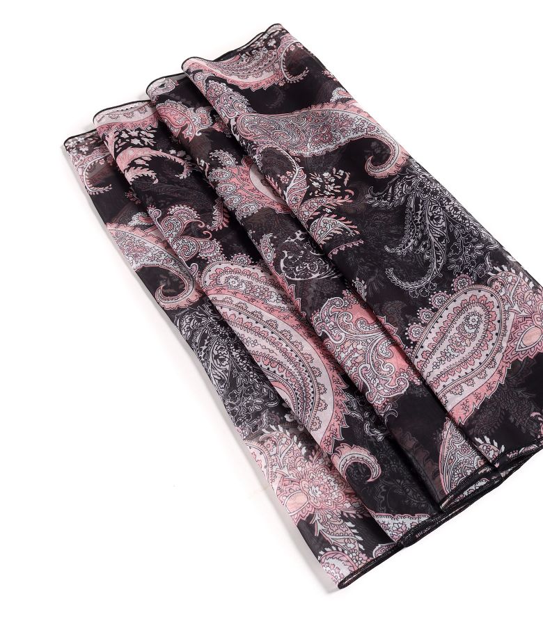 Soft veil scarf digital printed with floral motifs