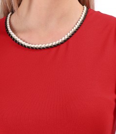 Elegant elastic jersey blouse with wide sleeves