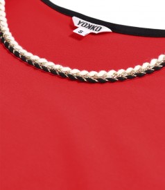 Elegant elastic jersey blouse with wide sleeves