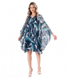 Butterfly dress made of digital printed soft veil with floral motifs
