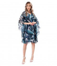 Butterfly dress made of digital printed soft veil with floral motifs