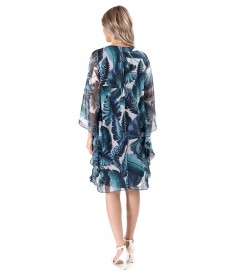 Butterfly dress made of digital printed soft veil with floral motifs