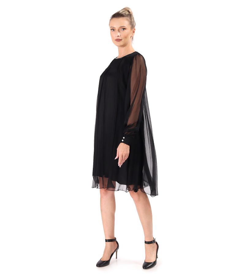 Natural silk voile evening dress