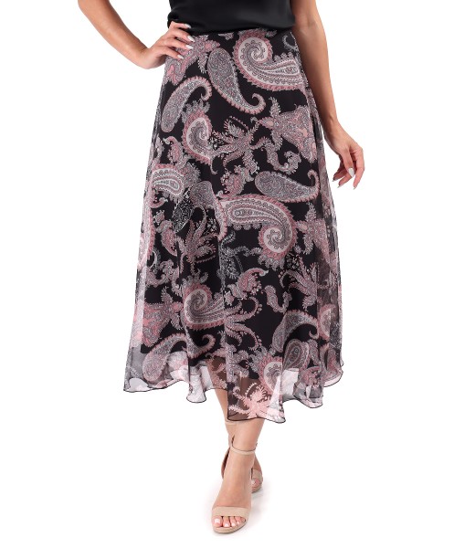 Midi skirt made of printed veil with paisley motifs