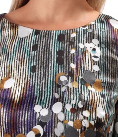 Natural Silk Dress with Geometric Print