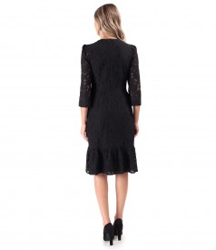 Elegant cotton lace dress with crystals trim