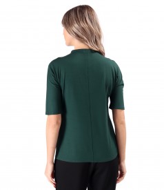 Elastic jersey blouse with neckline on the neck