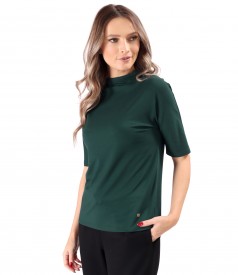 Elastic jersey blouse with neckline on the neck