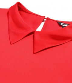 Long-sleeved viscose satin blouse