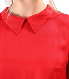 Long-sleeved viscose satin blouse