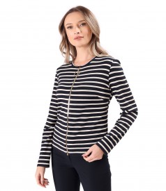 Blouse made of thick elastic jersey with wool and front zipper