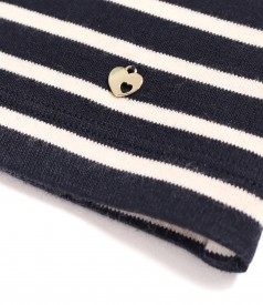 Thick elastic jersey blouse with wool printed with stripes