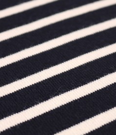 Thick elastic jersey blouse with wool printed with stripes