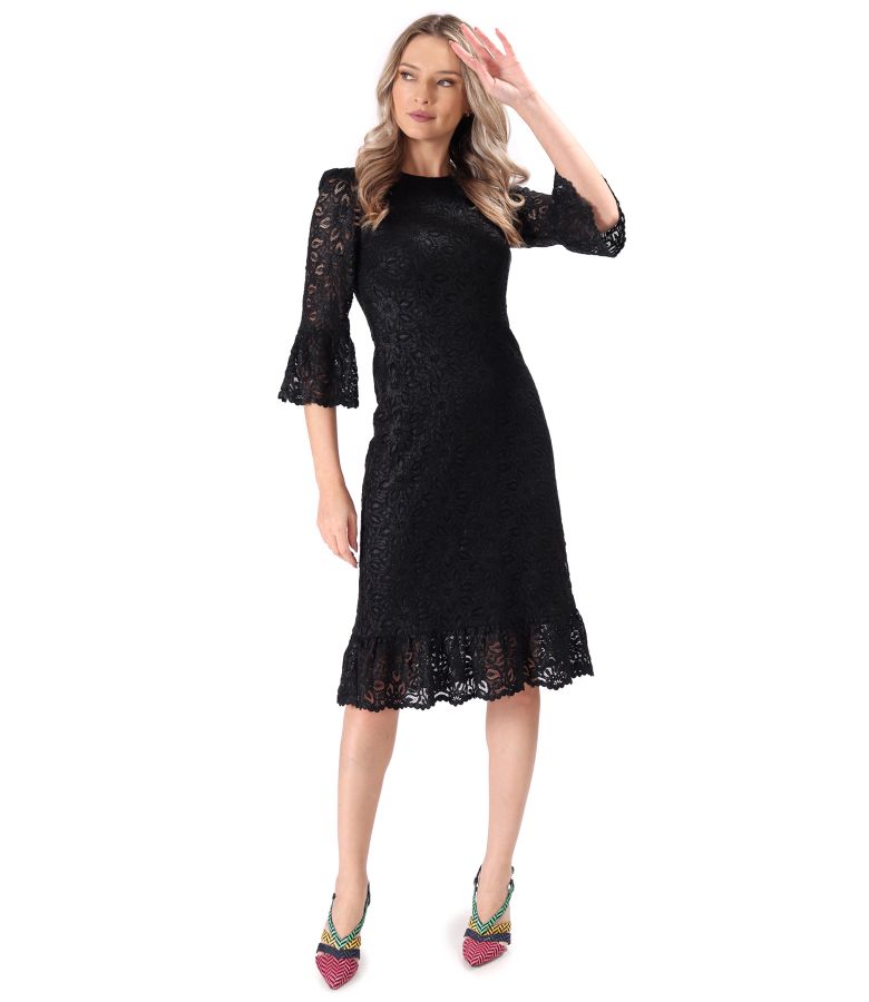 Cotton lace dress with floral motifs