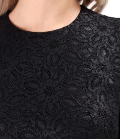 Cotton lace dress with floral motifs