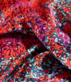 Loose-fitting natural silk dress printed with geometric motifs
