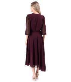 Asymmetric midi dress in plain veil