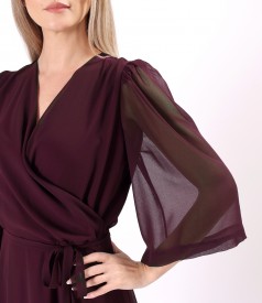 Asymmetric midi dress in plain veil