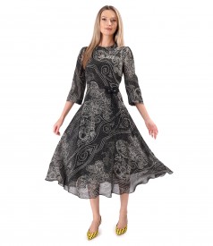Viscose midi dress printed with floral motifs