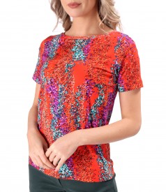 Elastic viscose jersey blouse