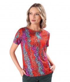 Elastic viscose jersey blouse